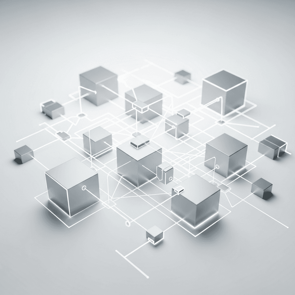 Enterprise system architecture with connected data infrastructure nodes and workflow pipelines
